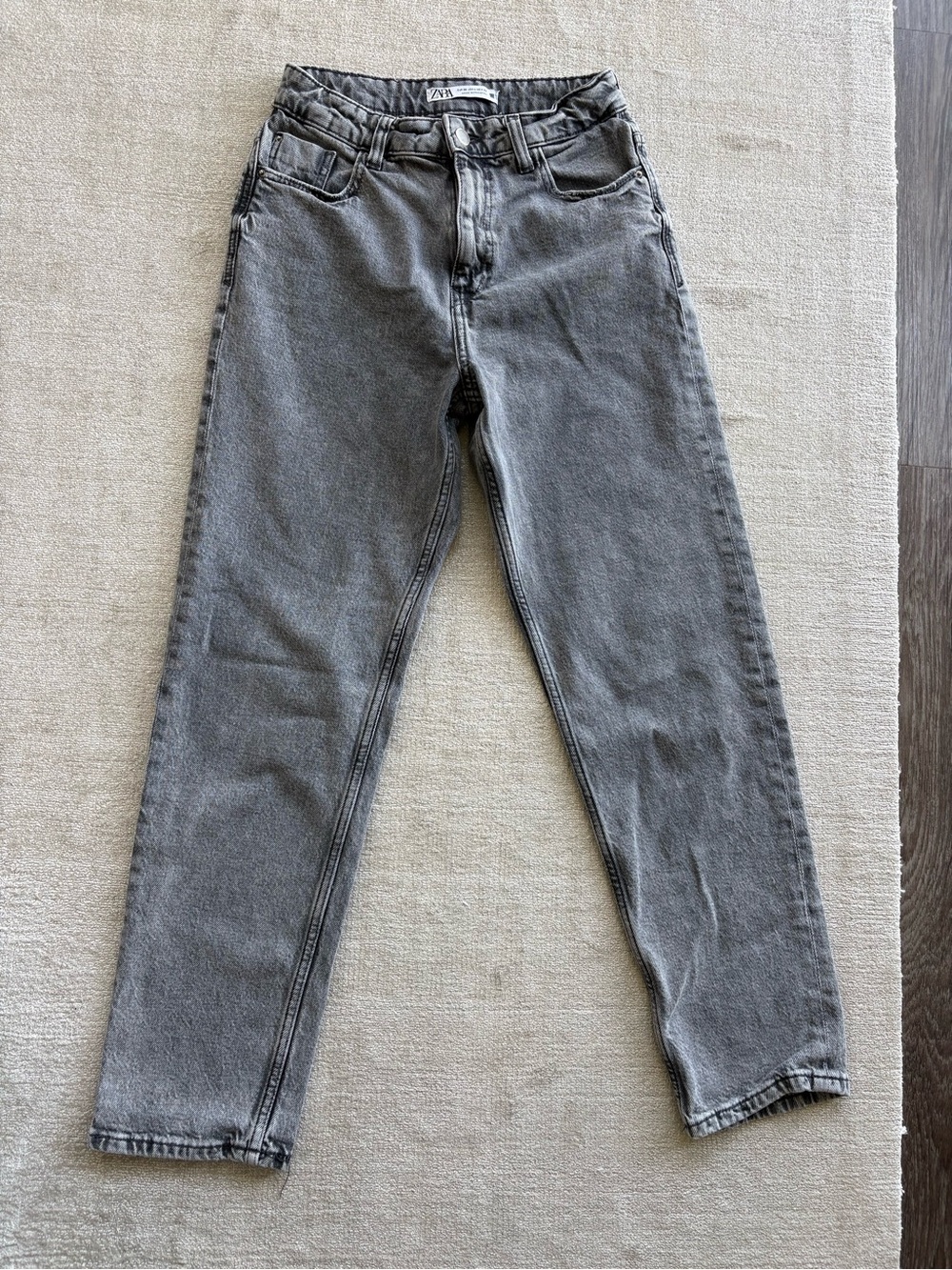 Zara Washed Gray Straight Jeans